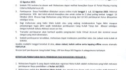 Pengumuman Jadwal pembayaran Biaya Pendidikan Mahasiswa Reguler A dan Reguler B Semester Ganjil 2023-2024